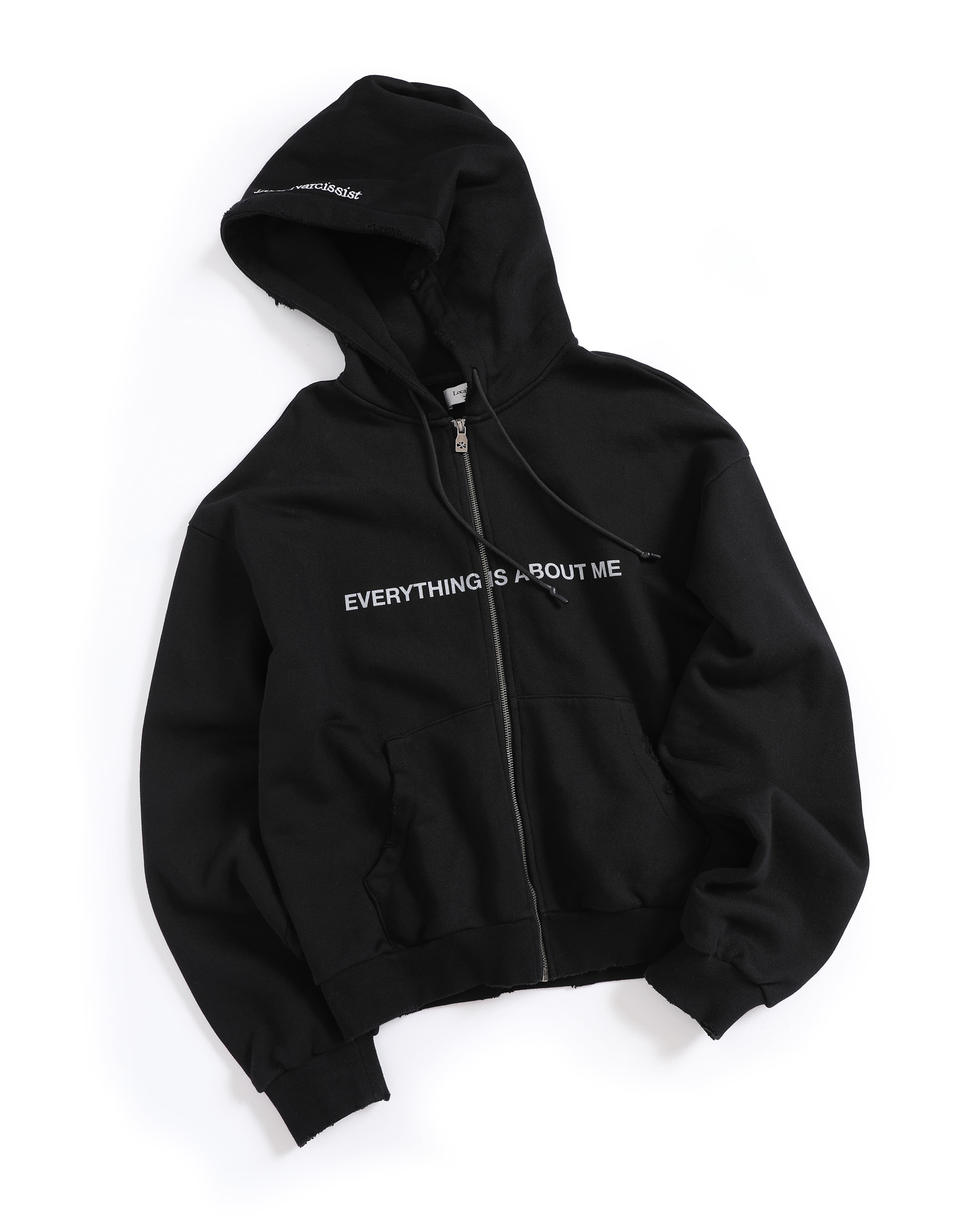 "Everything Is About Me" Zip-Up — Black — view 1