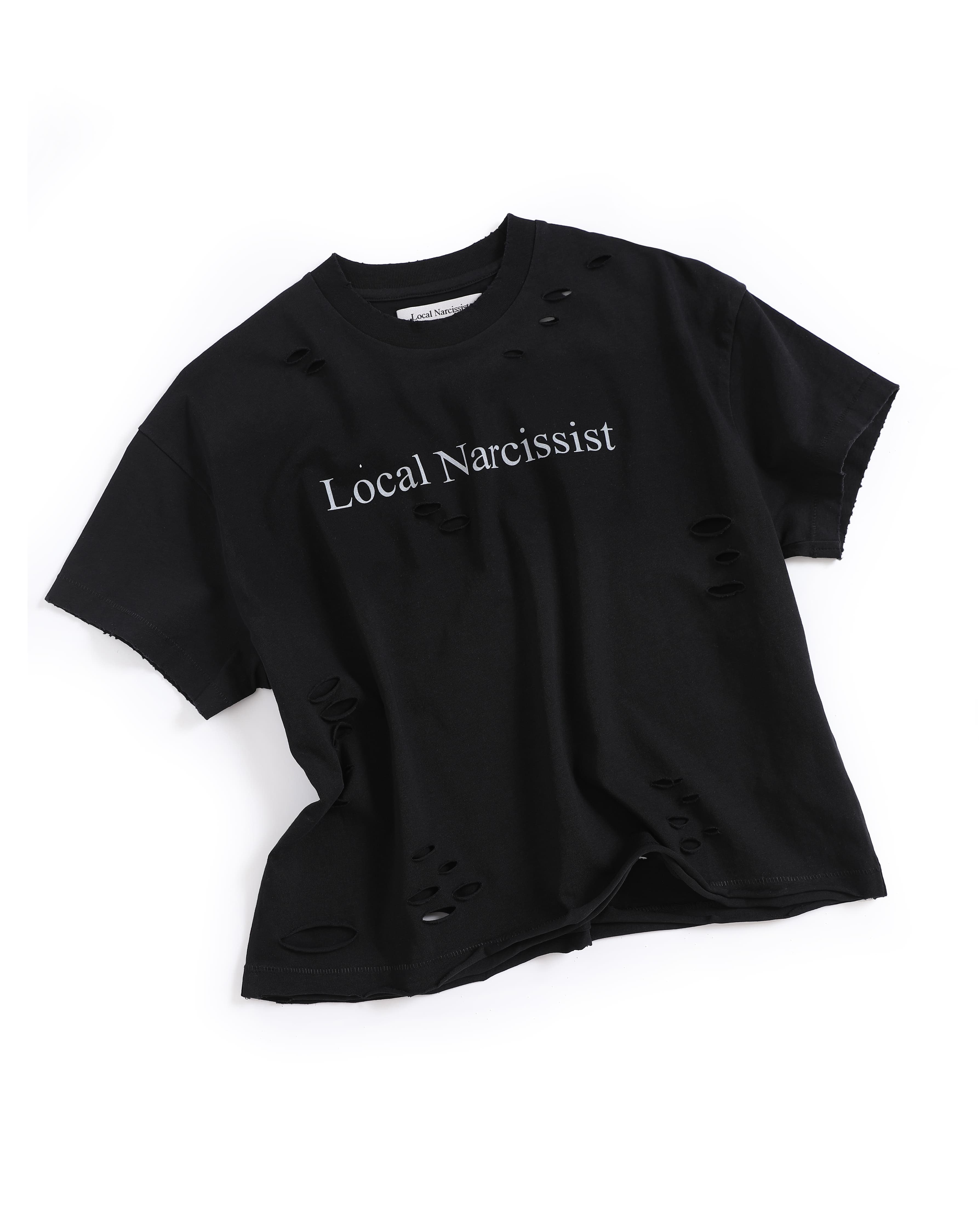 "Local Narcissist" Distressed T-Shirt — Black — view 1