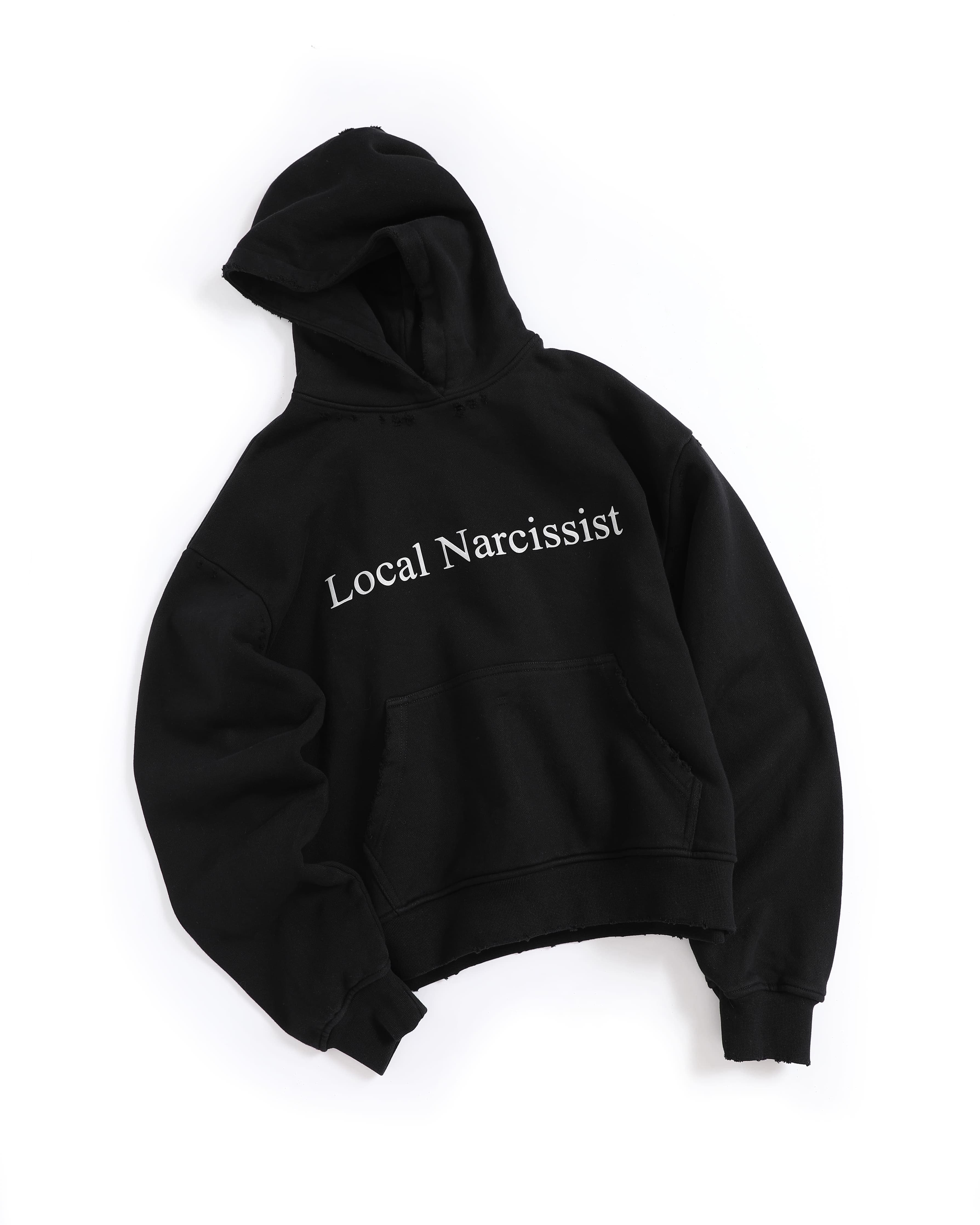 "Local Narcissist" Pullover Hoodie — Black — view 1