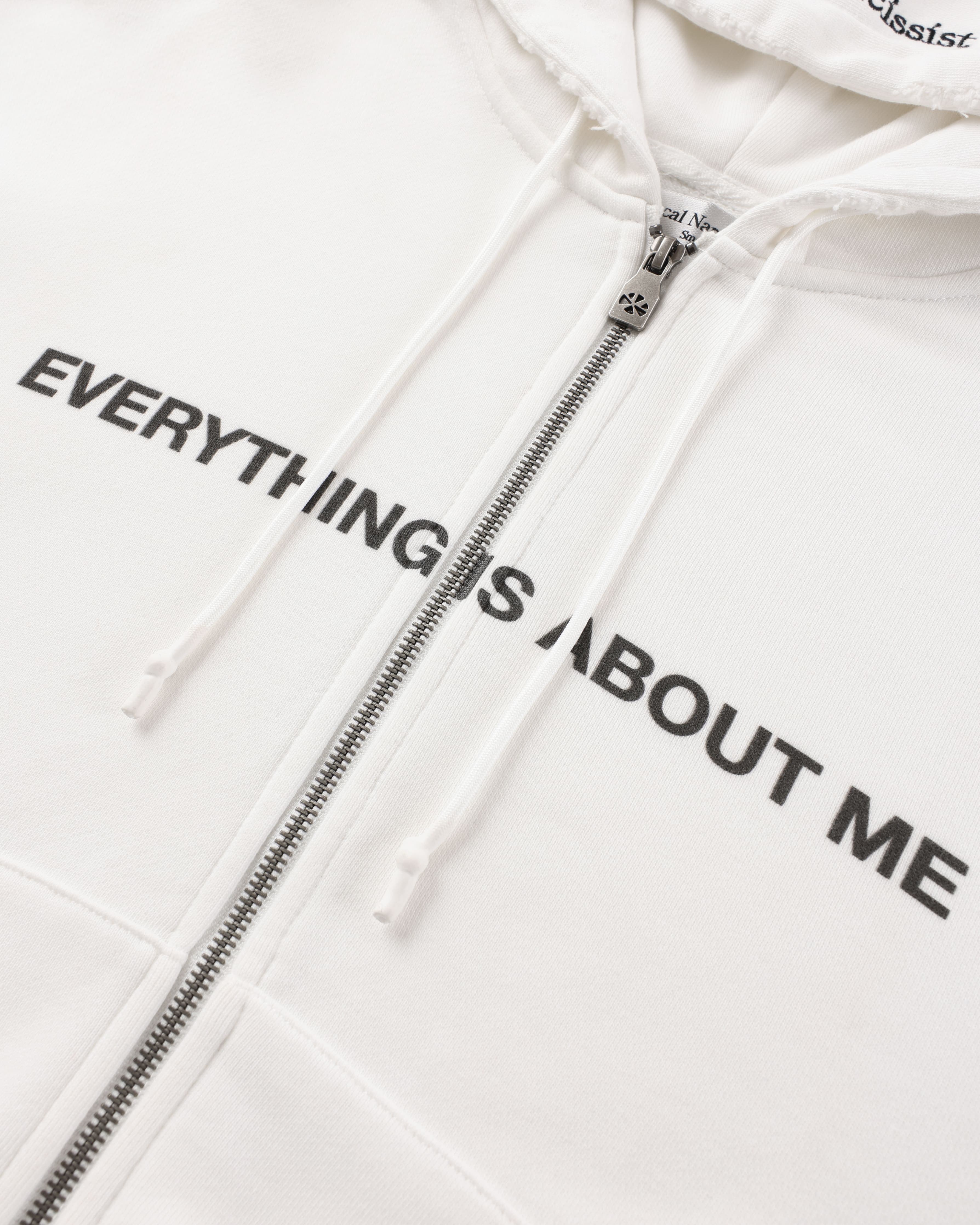 "Everything Is About Me" Zip-Up — White — view 2