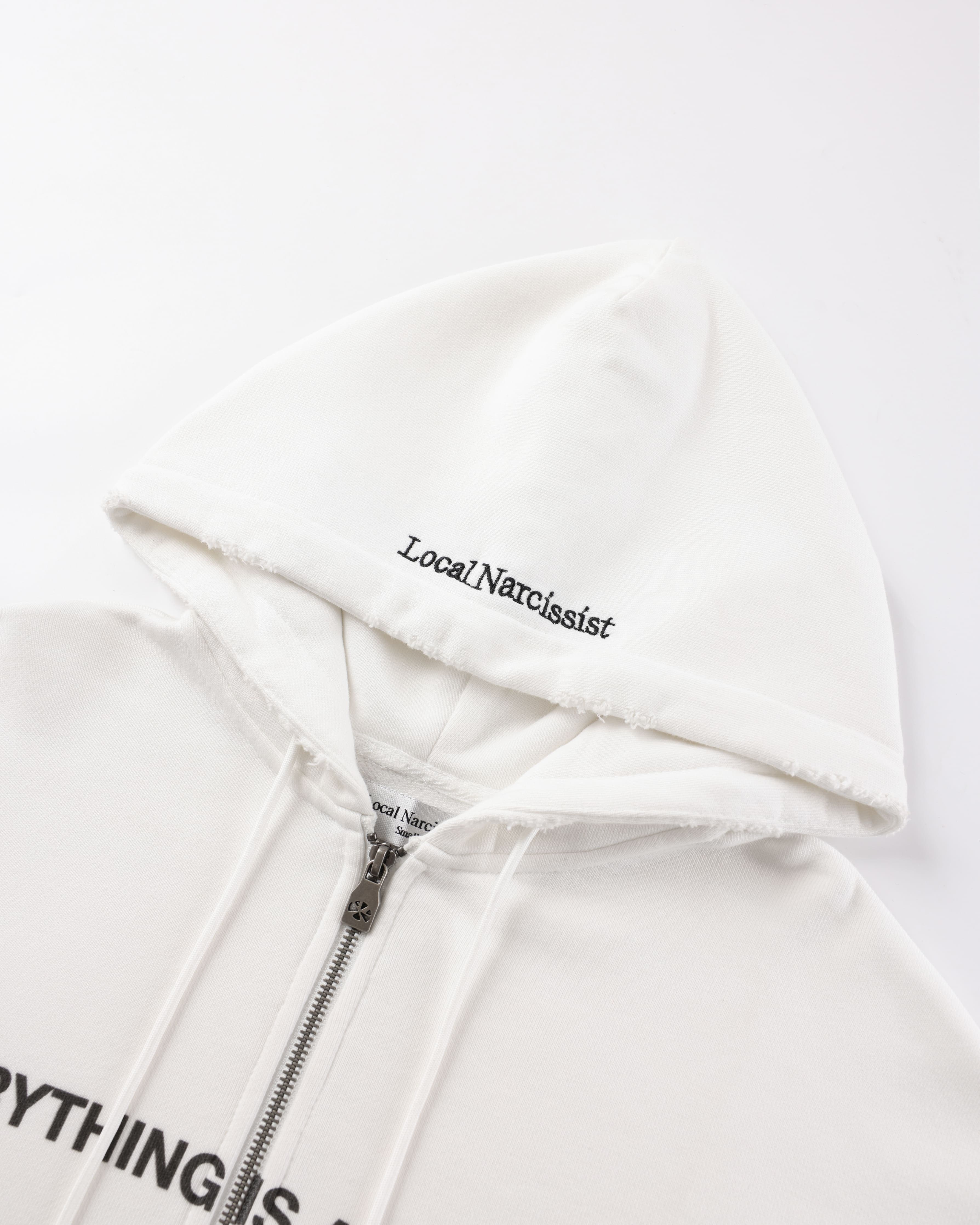 "Everything Is About Me" Zip-Up — White — view 3