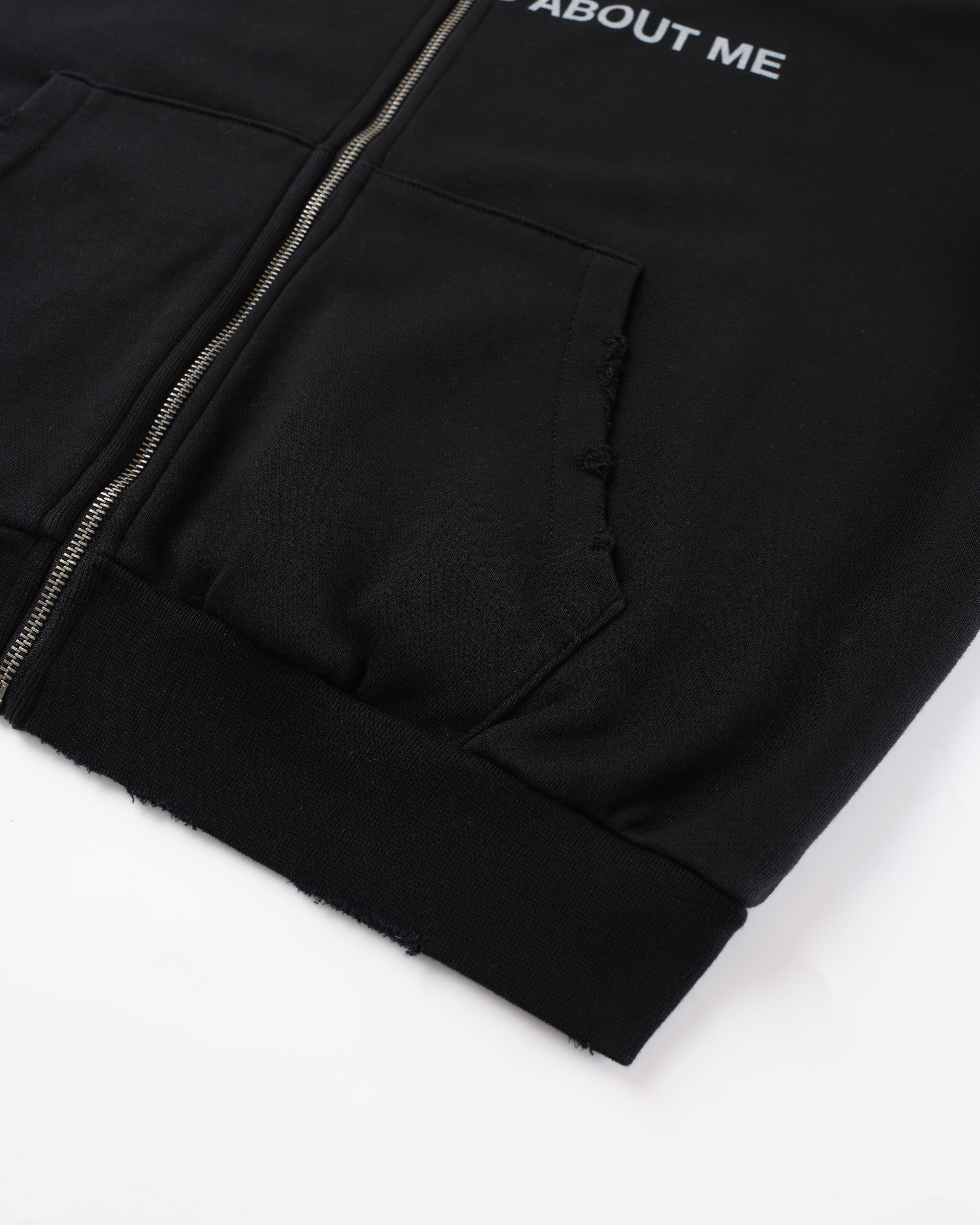"Everything Is About Me" Zip-Up — Black — view 5